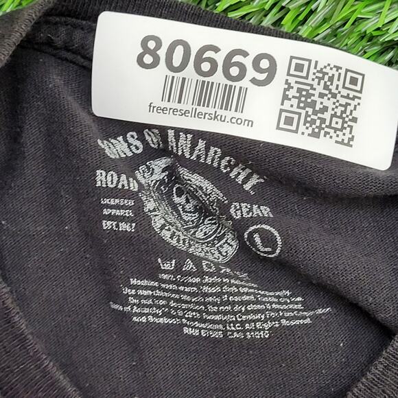 Sons-Of-Anarchy Shirt Large 21x26 Fire Burning Grimreaper - Picture 8 of 11